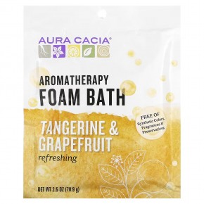 Aura Cacia, Пенная ванна для ароматерапии, мандарин и грейпфрут, 70,9 г (2,5 унции) - описание