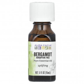 Aura Cacia, Бергамот, без бергаптена, поднимает настроение, 0,5 жидких унций (15 мл) - описание | фото