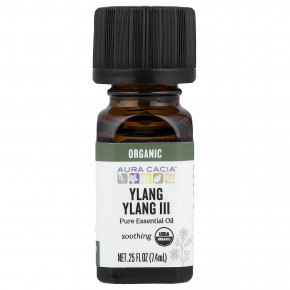 Aura Cacia, чистое эфирное масло, органический иланг-иланг III, 7,4 мл (0,25 жидк. унции) - описание | фото