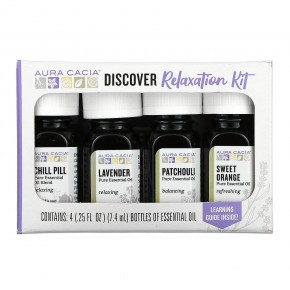 Aura Cacia, Relaxation Kit, успокаивающие чистые эфирные масла, 4 флакона по 7,4 мл (0,25 жидк. унц.) в Москве - eco-herb.ru | фото