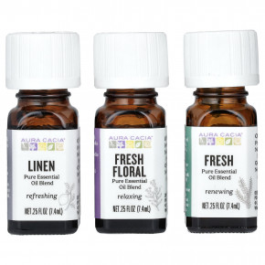 Aura Cacia, Fresh Home, смеси чистых эфирных масел, 3 флакона по 7,4 мл (0,25 жидк. унции) - описание | фото