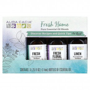 Aura Cacia, Fresh Home, смеси чистых эфирных масел, 3 флакона по 7,4 мл (0,25 жидк. унции) в Москве - eco-herb.ru | изображение Aura Cacia, Fresh Home, смеси чистых эфирных масел, 3 флакона по 7,4 мл (0,25 жидк. унции) в Москве - eco-herb.ru | фото