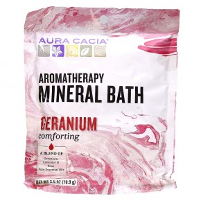 Aura Cacia, Минеральная ароматерапевтическая ванна, Comforting Geranium, 70.9 г - описание