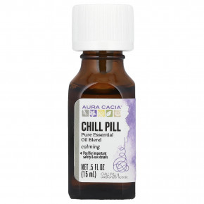 Aura Cacia, Освежающее и расслабляющее средство Chill Pill, 0.5 жидких унций (15 мл) - описание