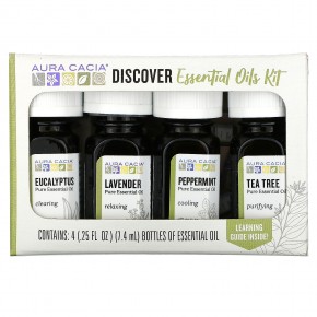 Aura Cacia, Откройте для себя комплект эфирных масел, 4 флакона, 0,25 унций (7,4 мл) каждый. в Москве - eco-herb.ru | фото