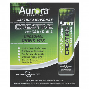 Aurora Nutrascience, Active Liposomal®, креатин с ГАК и R-ALA, 30 пакетиков по 18 г (0,63 унции) - описание | фото