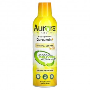 Aurora Nutrascience, Mega-Liposomal Curcumin+, мега липосомальный куркумин, со вкусом органических фруктов, 600 мг, 480 мл (16 жидк. унций) в Москве - eco-herb.ru | фото