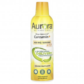 Aurora Nutrascience, Mega-Liposomal™ Curcumin+, органические фрукты, 450 мг, 480 мл (16 жидк. унций) - описание | фото