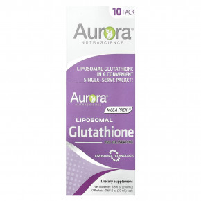 Aurora Nutrascience, Mega-Pack + ®, липосомальный глутатион, 10 пакетиков по 20 мл (0,68 жидк. Унции) - описание | фото