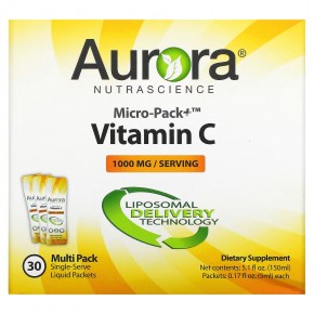 Aurora Nutrascience, Micro-Pack + витамин C, 1000 мг, 30 пакетиков по 5 мл (0,17 жидк. Унции) в Москве - eco-herb.ru | фото