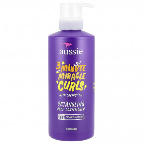 Aussie, 3 Minute Miracle Curls, кондиционер для глубокого нанесения, с кокосом и маслом австралийского жожоба, 475 мл (16 жидк. унц.) - описание | фото