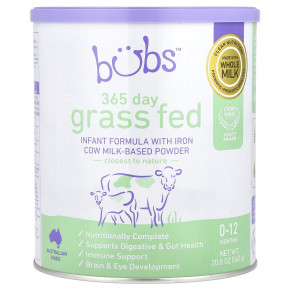 Aussie Bubs, 365 Day Grass Fed, смесь для младенцев с сухим коровьим молоком, для детей от 0 до 12 месяцев, 567 г (20 унций) - описание | фото