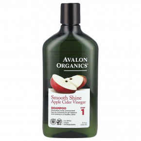 Avalon Organics, Шампунь, для гладкого блеска, шаг 1, яблочный уксус, 325 мл (11 жидк. унц.) - описание | фото