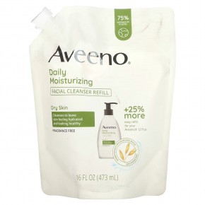 Aveeno, Ежедневное увлажнение, очищающее средство для лица, для сухой кожи, без отдушек, 16 жидк. Унций (473 мл) в Москве - eco-herb.ru | фото