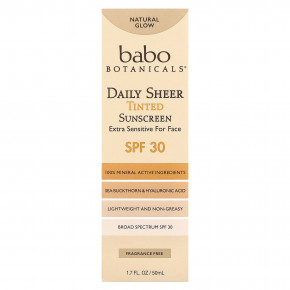 Babo Botanicals, солнцезащитный крем для ежедневного использования, SPF 30, натуральное сияние, без отдушек, 50 мл (1,7 жидк. унции) в Москве - eco-herb.ru | фото