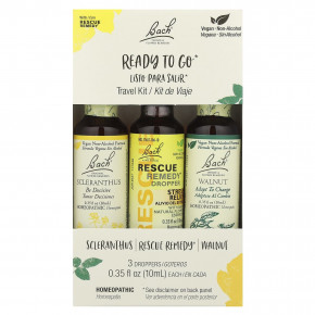 Bach, Original Flower Remedies, дорожный набор, готовый к употреблению, 3 пипетки, 10 мл (0,35 жидк. унц.) в Москве - eco-herb.ru | фото