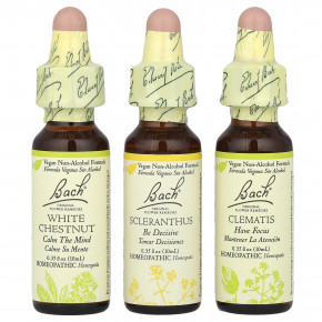 Bach, Original Flower Remedies, набор для фокусировки, ясность ума, 3 пипетки, 10 мл (0,35 жидк. унц.) - подробнее Bach, Original Flower Remedies, набор для фокусировки, ясность ума, 3 пипетки, 10 мл (0,35 жидк. унц.) - описание