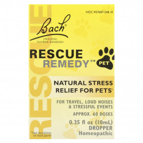 Bach, Original Flower Remedies, Rescue Remedy Pet, натуральное средство для снятия стресса, пипетка, 10 мл (0,35 жидк. унц.) в Москве - eco-herb.ru | фото