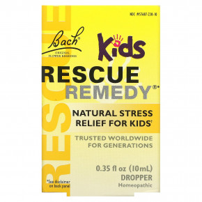 Bach, Rescue Remedy® Dropper Kids, натуральное средство для снятия стресса, 10 мл (0,35 жидк. Унции) - описание | фото