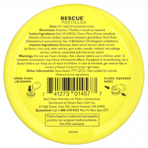 Bach, Original Flower Remedies, спасательные пастилки, натуральное средство для снятия стресса, вкус черной смородины, 35 пастилок, 50 г (1,7 унции) в Москве - eco-herb.ru | фото