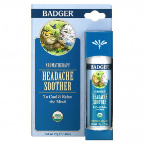 Badger, Aromatherapy, успокаивающее средство от головной боли, перечная мята и лаванда, 17 г (0,60 унции) - описание | фото