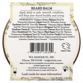 Badger, бальзам для бороды, бергамот и ваниль, 56 г (2 унции) в Москве - eco-herb.ru | фото