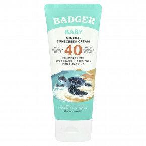 Badger, детский минеральный солнцезащитный крем, SPF 40, ромашка и календула, 87 мл (2,9 жидк. унции) - описание | фото