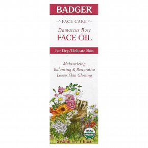 Badger, Face Care, масло для лица дамасской розы, 29,5 мл (1 жидк. унц.) в Москве - eco-herb.ru | фото