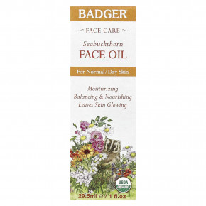 Badger, Face Care, масло для лица из облепихи, для нормальной / сухой кожи, 29,5 мл (1 жидк. унц.) в Москве - eco-herb.ru | фото