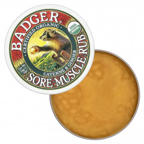 Badger, мазь от боли в мышцах, органический состав, с кайенским перцем и имбирем, 56 г (2 унции) в Москве - eco-herb.ru | фото