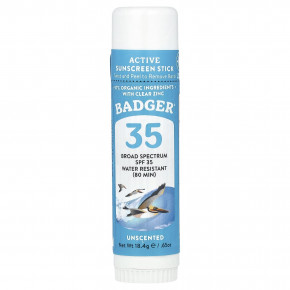 Badger, стик для лица, натуральное минеральное солнцезащитное средство, SPF 35, без запаха, 18,4 г (0,65 унции) - описание | фото