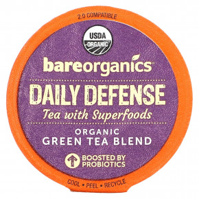 BareOrganics, Daily Defense, чай с суперфудами, со вкусом зеленого чая, 10 капсул по 4,75 г (0,17 унции) в Москве - eco-herb.ru | фото