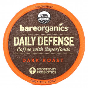 BareOrganics, Daily Defense, кофе с суперфудами, темная обжарка, 10 чашек по 11,5 г (0,41 унции) в Москве - eco-herb.ru | фото