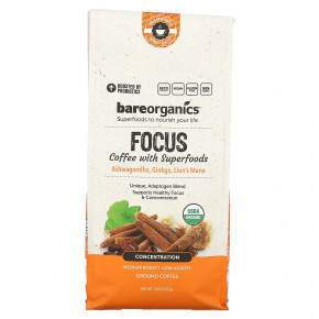 BareOrganics, Focus Coffee with Superfoods, молотый, средней обжарки, 283 г (10 унций) в Москве - eco-herb.ru | фото