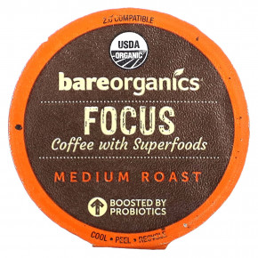 BareOrganics, Focus, кофе с суперфудами, средней обжарки, 10 чашек по 10,9 г (0,38 унции) в Москве - eco-herb.ru | фото