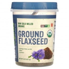 BareOrganics, Raw Cold Milled Organic Ground Flaxseed, 8 oz (227 g) в Москве - eco-herb.ru | фото