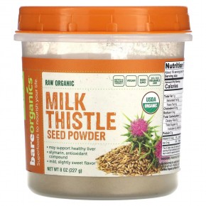 BareOrganics, Raw Organic Milk Thistle Seed Powder, 8 oz (227 g) в Москве - eco-herb.ru | фото