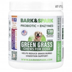 Bark&Spark, Green Grass Chews, For Dogs, Chicken, 120 Soft Chews, 8.46 oz (240 g) в Москве - eco-herb.ru | фото