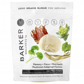Barker Wellness Co, жевательные грибной адаптоген, со вкусом арбузного пунша, 60 жевательных таблеток - описание | фото
