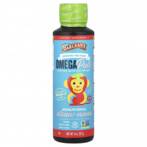 Barlean's, Omega Pals, необходимое питание для детей, Sensational Straw-Nana, 227 г (8 унций) - описание | фото