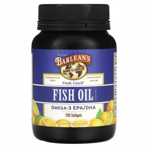 Barlean's, Fresh Catch, добавка с рыбьим жиром, омега-3 ЭПК / ДГК, апельсин, 100 мягких таблеток - описание