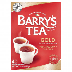 Barry's Tea, Gold Blend, смесь с золотом, 40 чайных пакетиков, 125 г (4,4 унции) - описание | фото