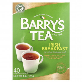 Barry's Tea, Ирландский чай для завтрака, 40 чайных пакетиков, 125 г (4,4 унции) - описание | фото