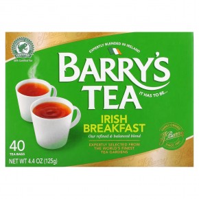 Barry's Tea, чай «Ирландский завтрак», 40 чайных пакетиков, 125 г (4,4 унции) - описание