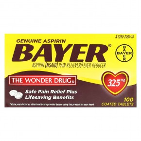 Bayer, Натуральный аспирин, 325 мг, 100 таблеток, покрытых оболочкой в Москве - eco-herb.ru | фото