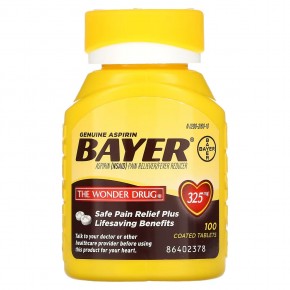 Bayer, Натуральный аспирин, 325 мг, 100 таблеток, покрытых оболочкой в Москве - eco-herb.ru | фото