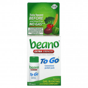 Beano, To Go, Extra Strength, 800 GALU, 12 таблеток (400 GALU на таблетку) в Москве - eco-herb.ru | фото