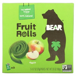 Bear, фруктовые рулеты, яблоко, 5 упаковок, по 20 г (0,7 унции) в Москве - eco-herb.ru | фото