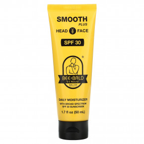 Bee Bald, Smooth Plus, ежедневное увлажняющее средство для головы и лица, SPF 30, 50 мл (1,7 жидк. унции) в Москве - eco-herb.ru | фото