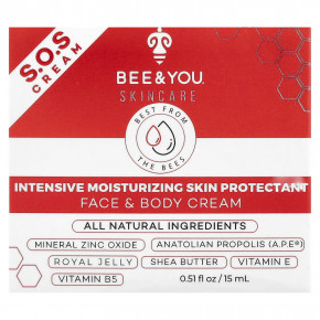 Bee & You, Интенсивный увлажняющий защитный крем для лица и тела, 15 мл (0,51 жидк. Унции) в Москве - eco-herb.ru | фото